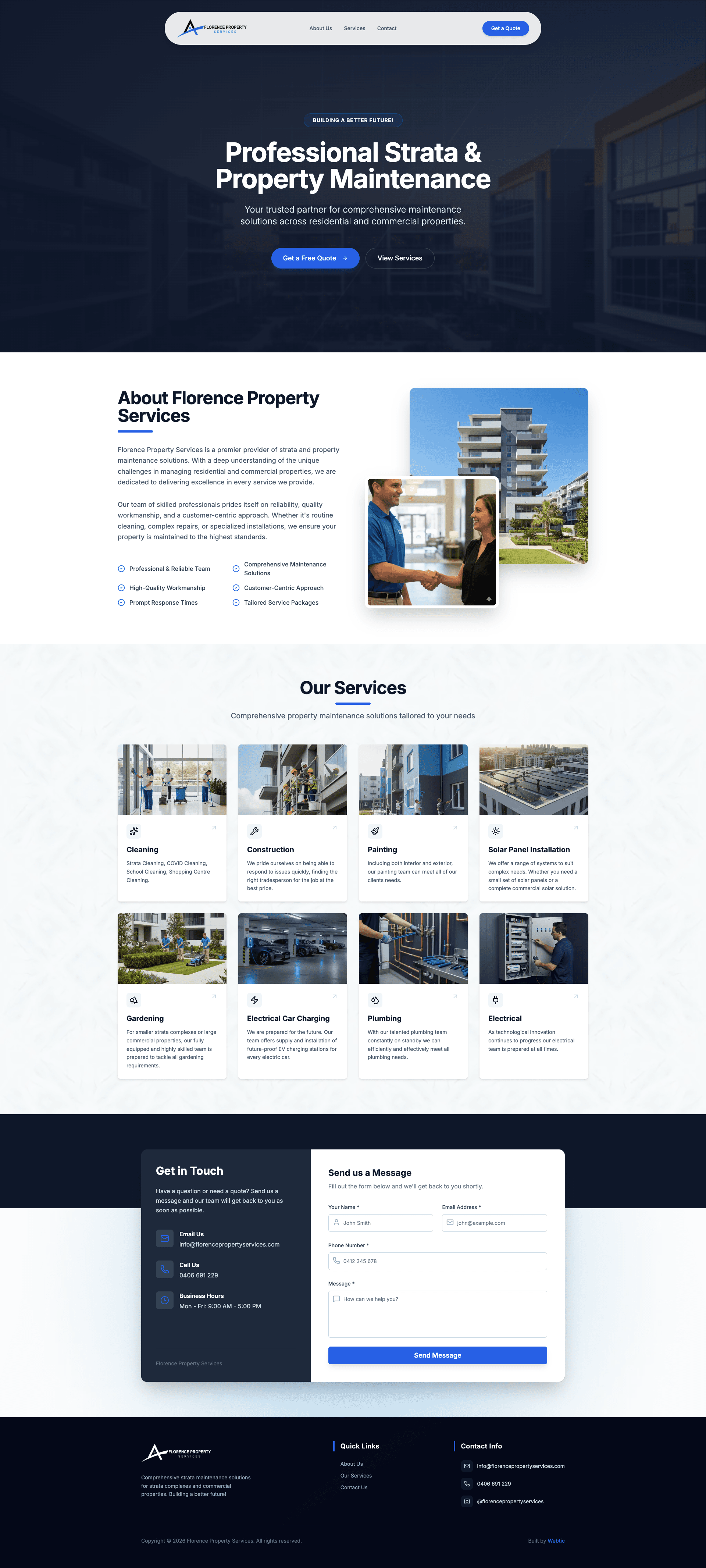 Florence Property Services trade website homepage